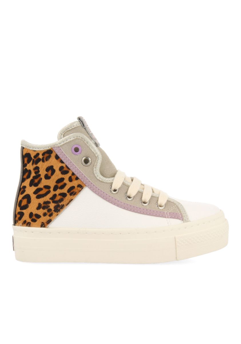 Sneakers blancas abotinadas con glitter y tonos pastel para niÃ±a glasnevin - LEOPARDO