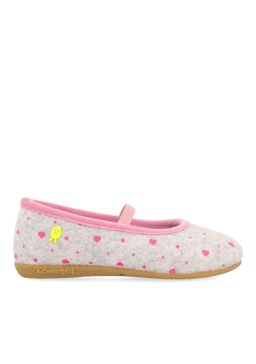 Zapatillas infantiles de estar por casa tipo bailarina  hot potatoes risca - FUXIA