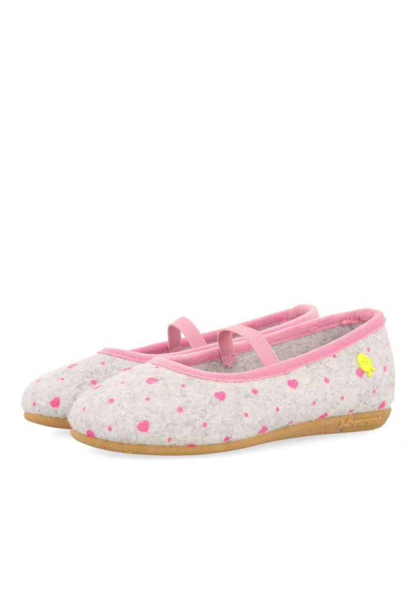 Zapatillas infantiles de estar por casa tipo bailarina  hot potatoes risca - FUXIA