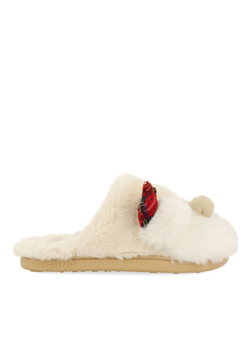 Zapatillas de estar por casa destalonadas off white con carita de reno para niÃ±a dauphin - OFF-WHITE