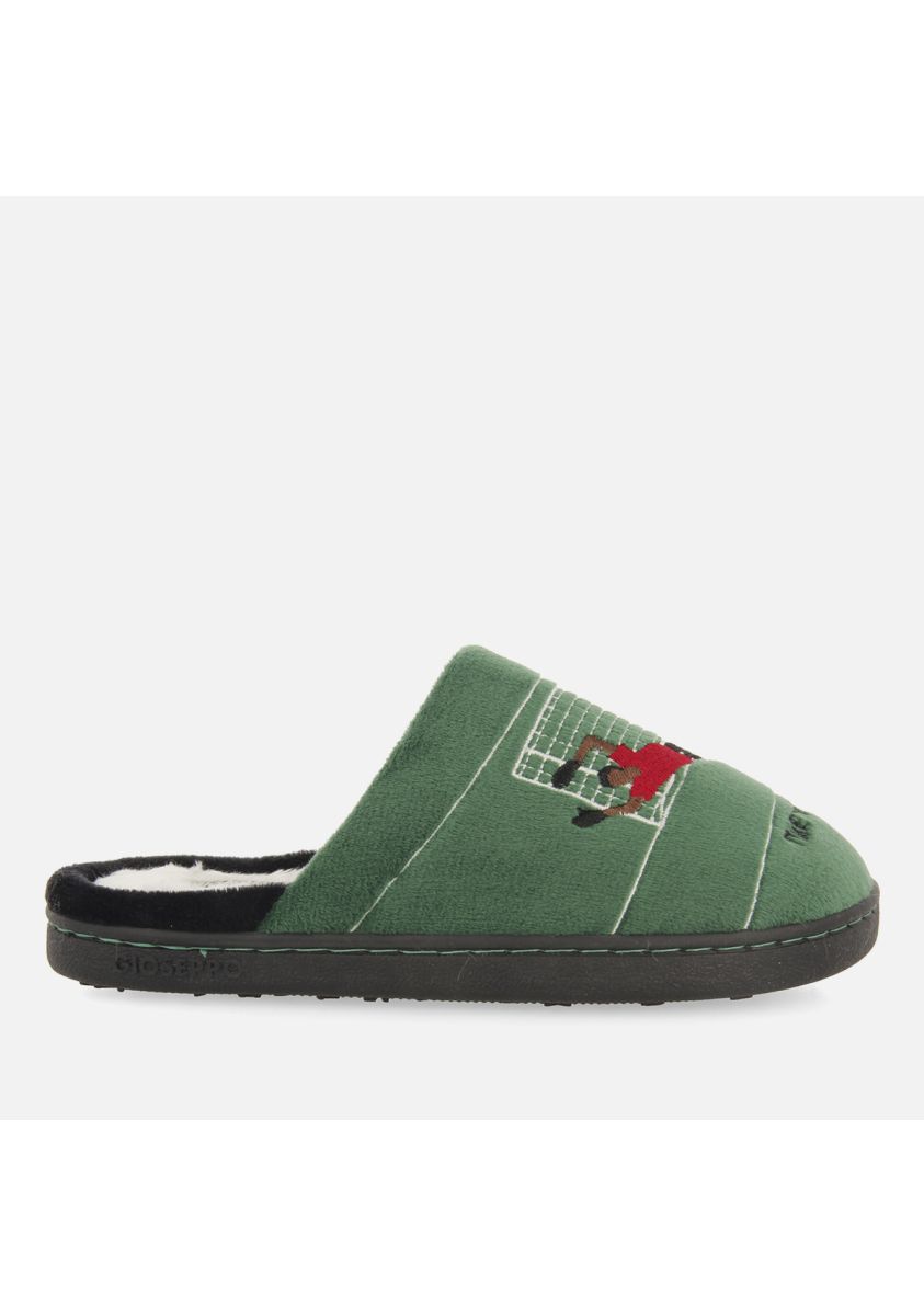Zapatillas de estar por casa destalonadas verdes con estampado de fÃºtbol para niÃ±a y niÃ±o tartu - VERDE