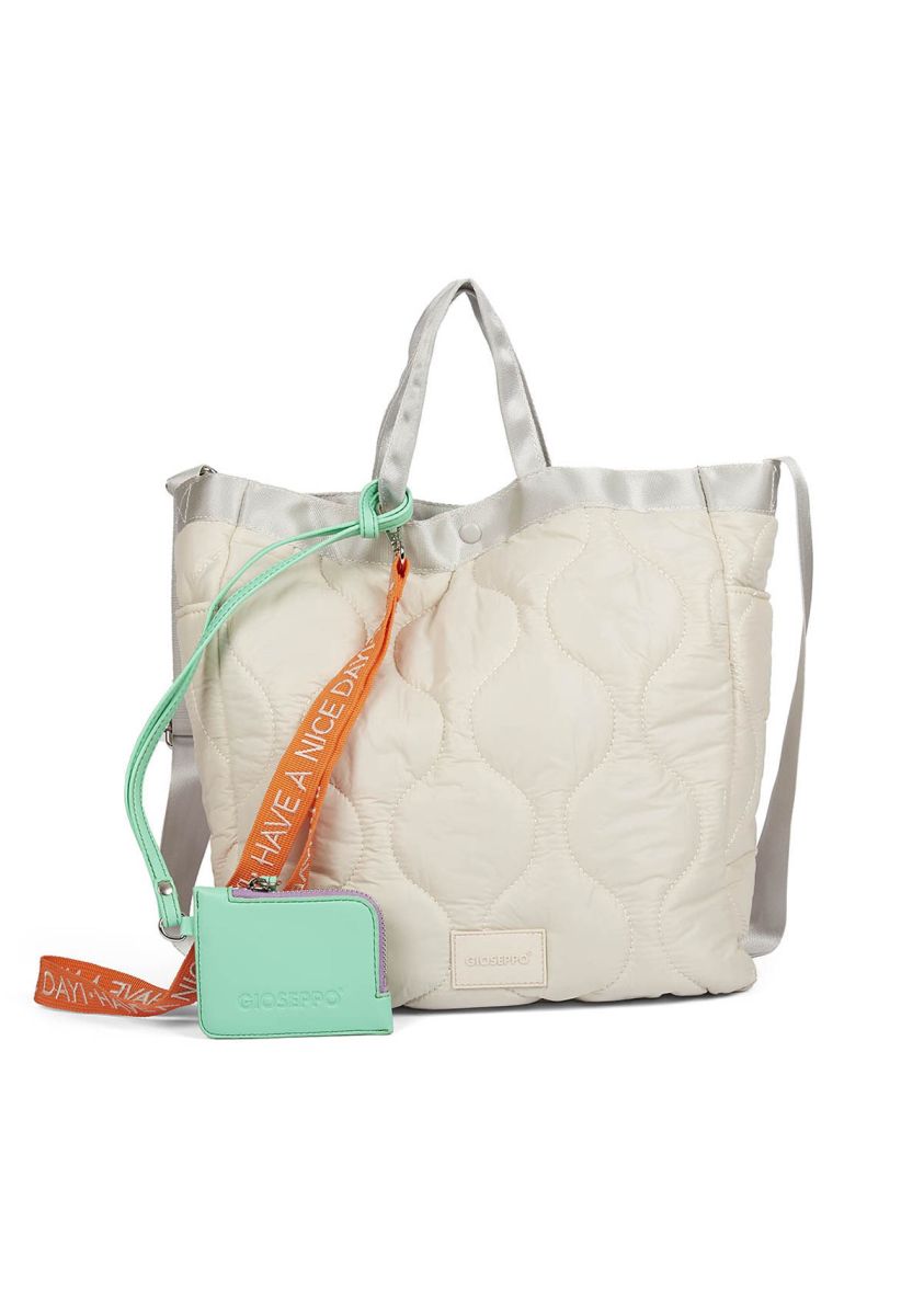 Bolso shopper acolchado off-white con accesorios para mujer sabara - OFF-WHITE