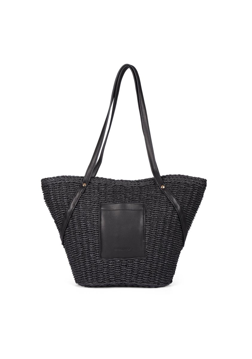 Capazo de rafia color negro para mujer rialma - NEGRO