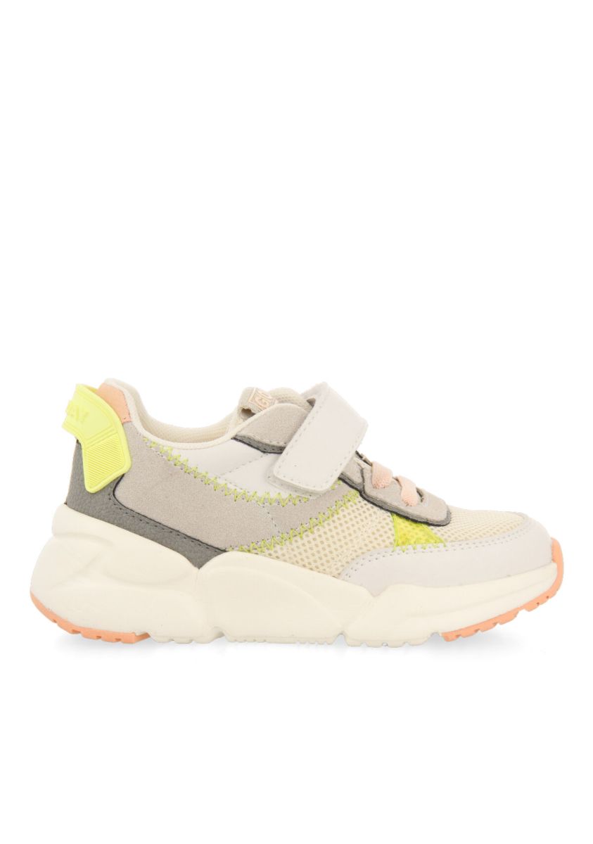 Sneakers blancas de rejilla con toques de color en amarillo neÃ³n para niÃ±a tapalpa - BLANCO