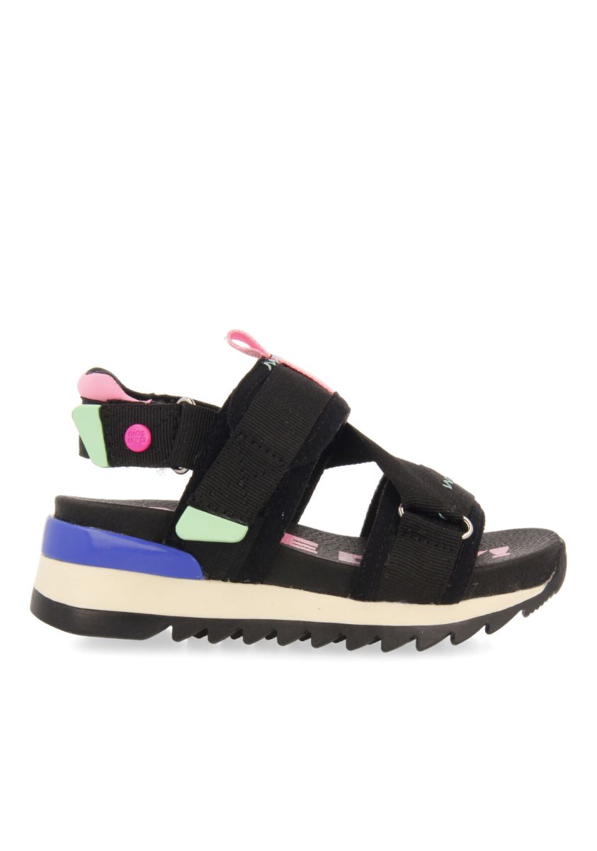 Sandalias de base rejilla deportiva negras ajustable para niÃ±as cosala - NEGRO