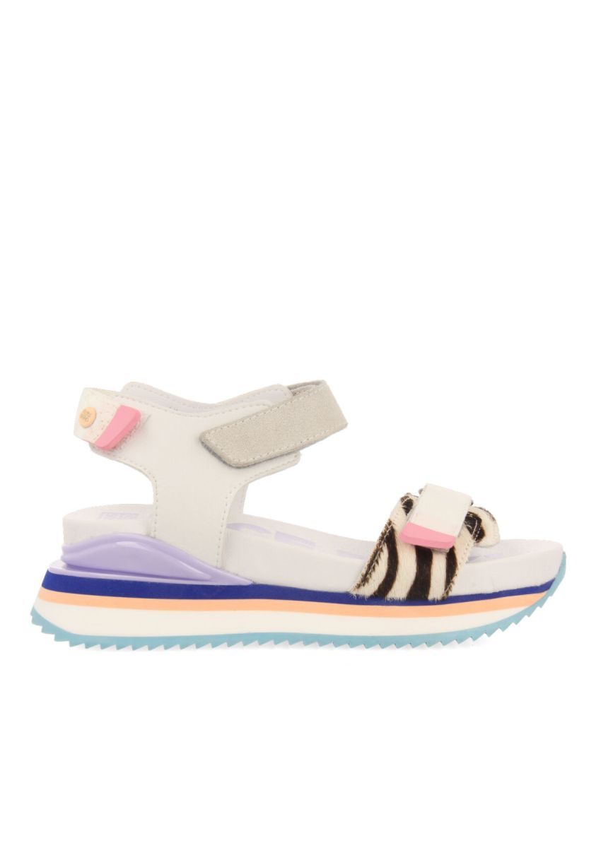 Sandalias de corte tiras ajustables blancas animal print para niÃ±as baldim - BLANCO
