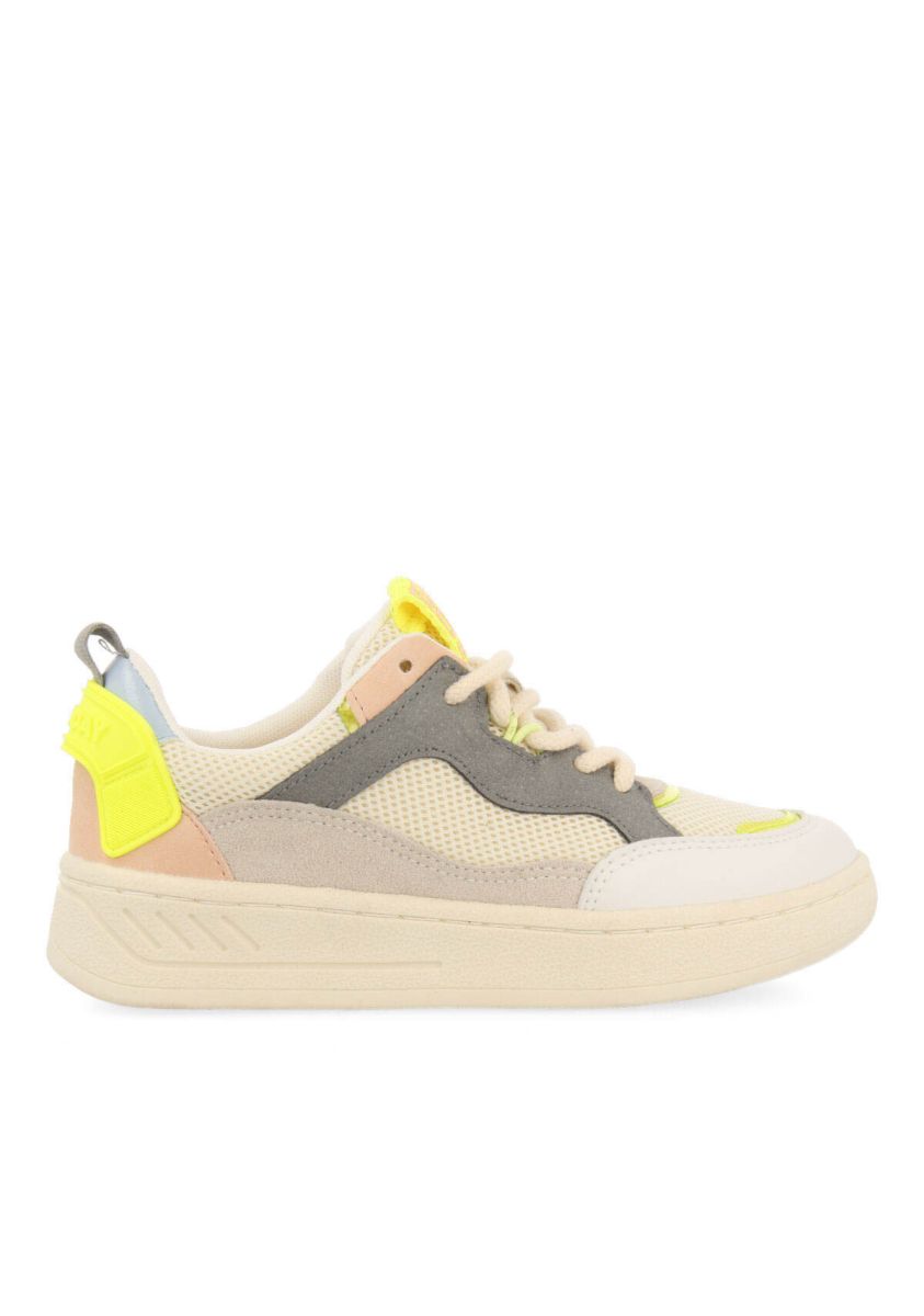 Sneakers blancas con toques de color en amarillo neÃ³n para niÃ±a eritras - BLANCO