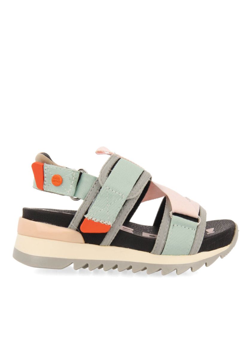 Sandalias de base rejilla con corte de tiras ajustables negras para niÃ±as bundall - NEGRO