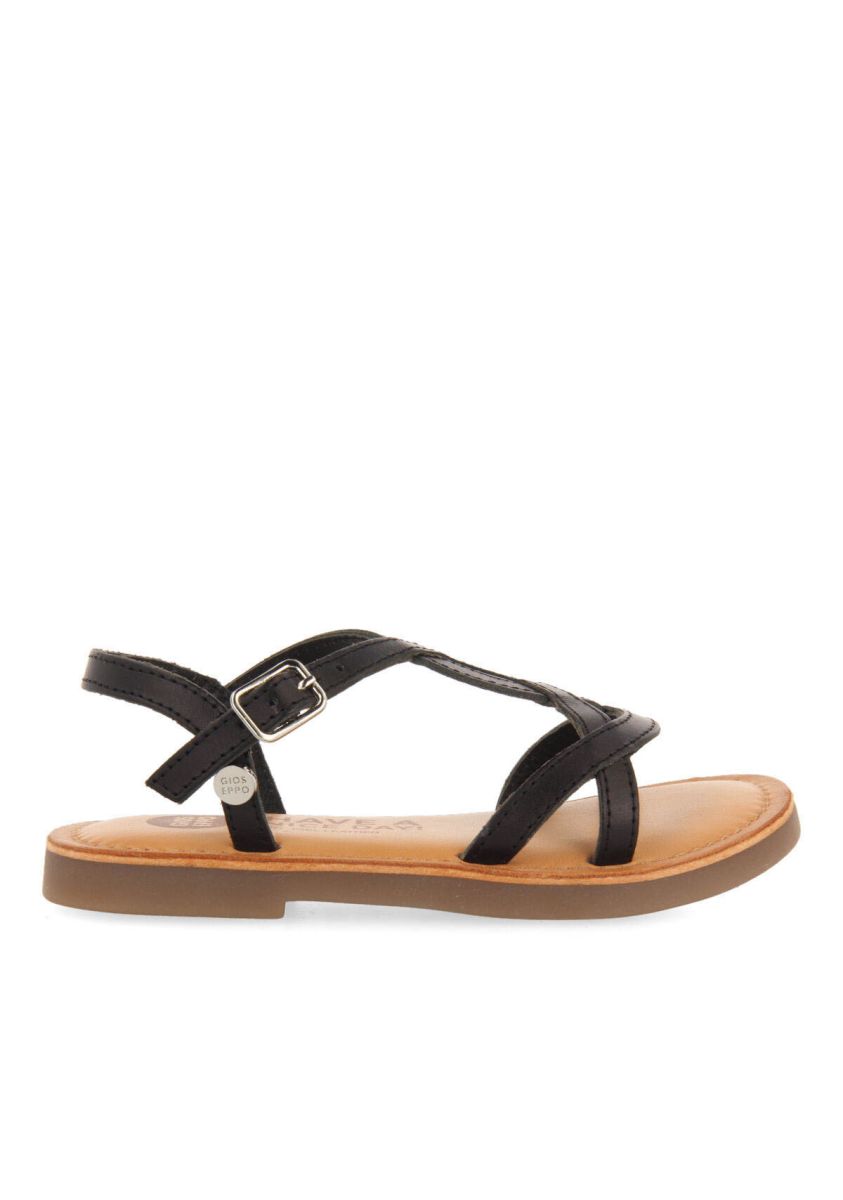 Sandalias de piel metalizada en color negro para niÃ±a tilly - NEGRO