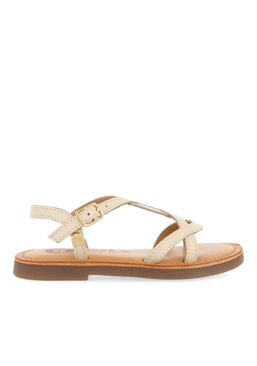 Sandalias de piel metalizada en color off-white para niÃ±a tilly - OFF-WHITE