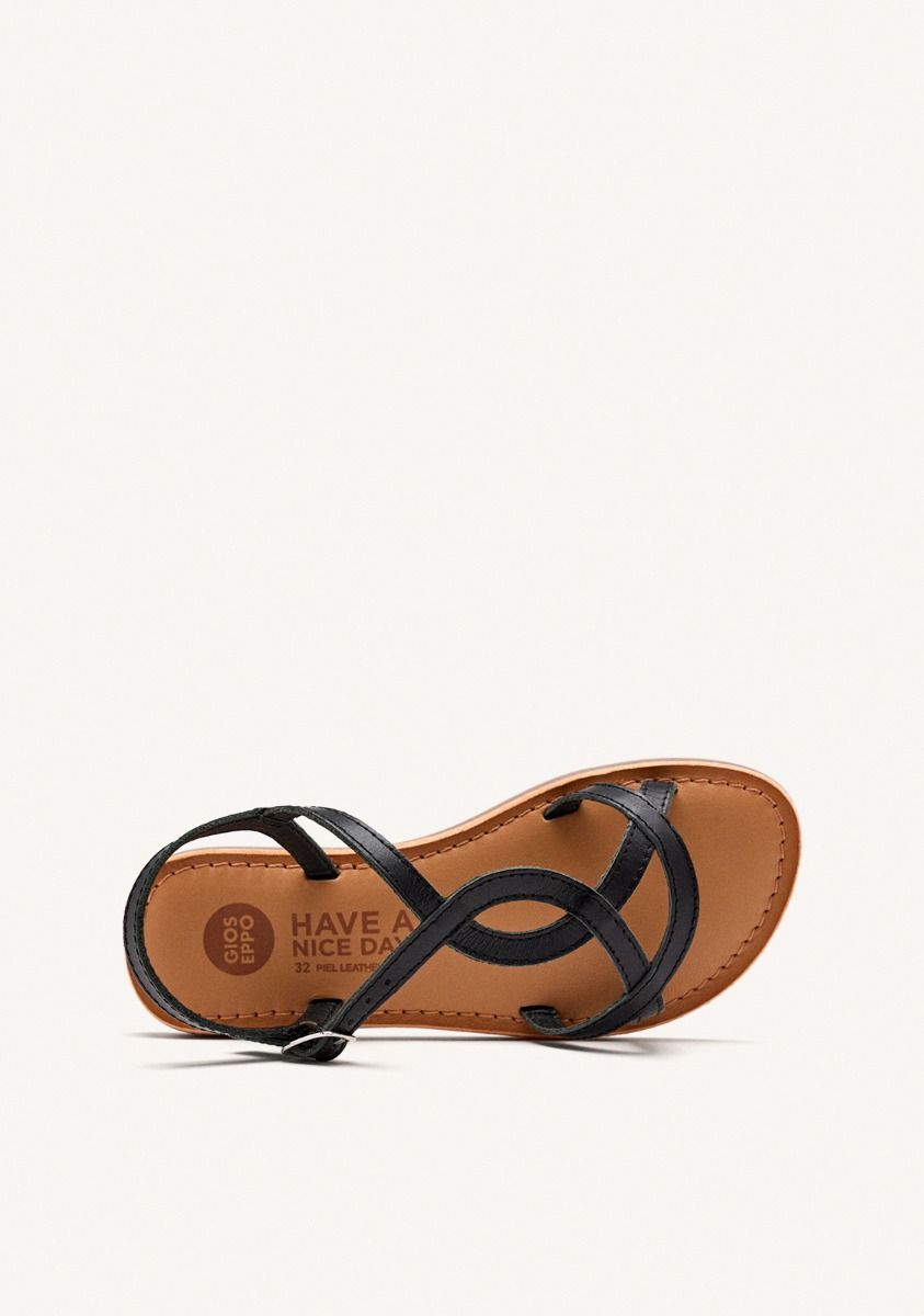 Sandalias de piel metalizada en color negro para niÃ±a varzea - NEGRO
