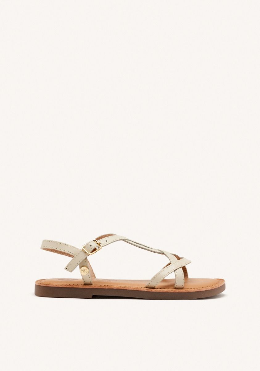 Sandalias de piel metalizada en color off-white para niÃ±a varzea - OFF-WHITE