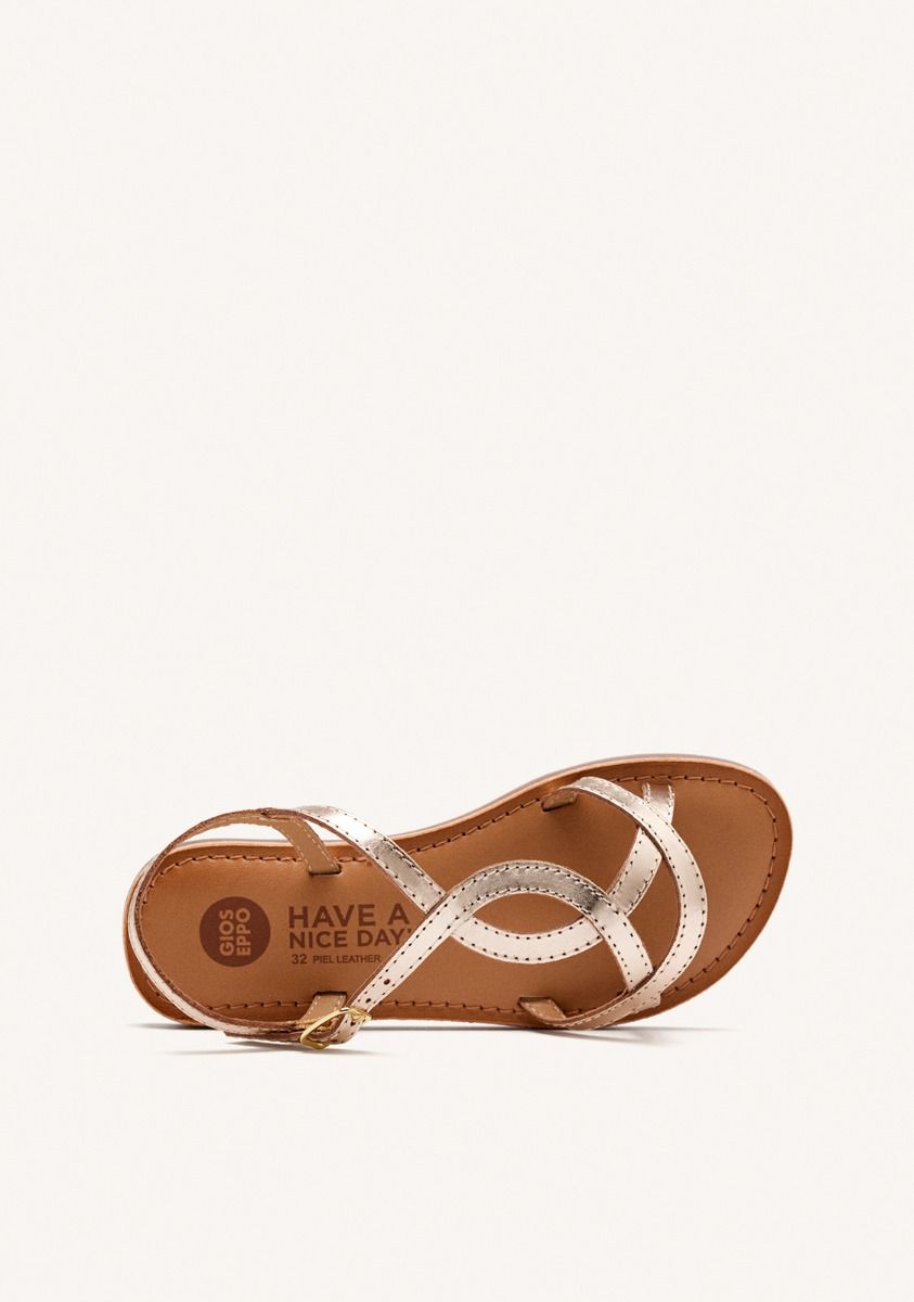 Sandalias de piel metalizada en color platino para niÃ±a varzea - PLATINO