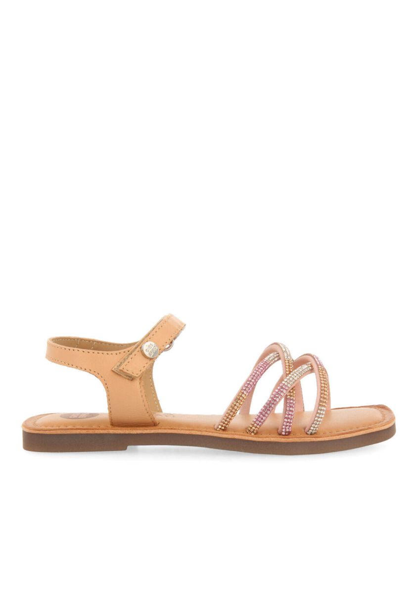 Sandalias de piel en color rosa con cristales para niÃ±a lixy - ROSA