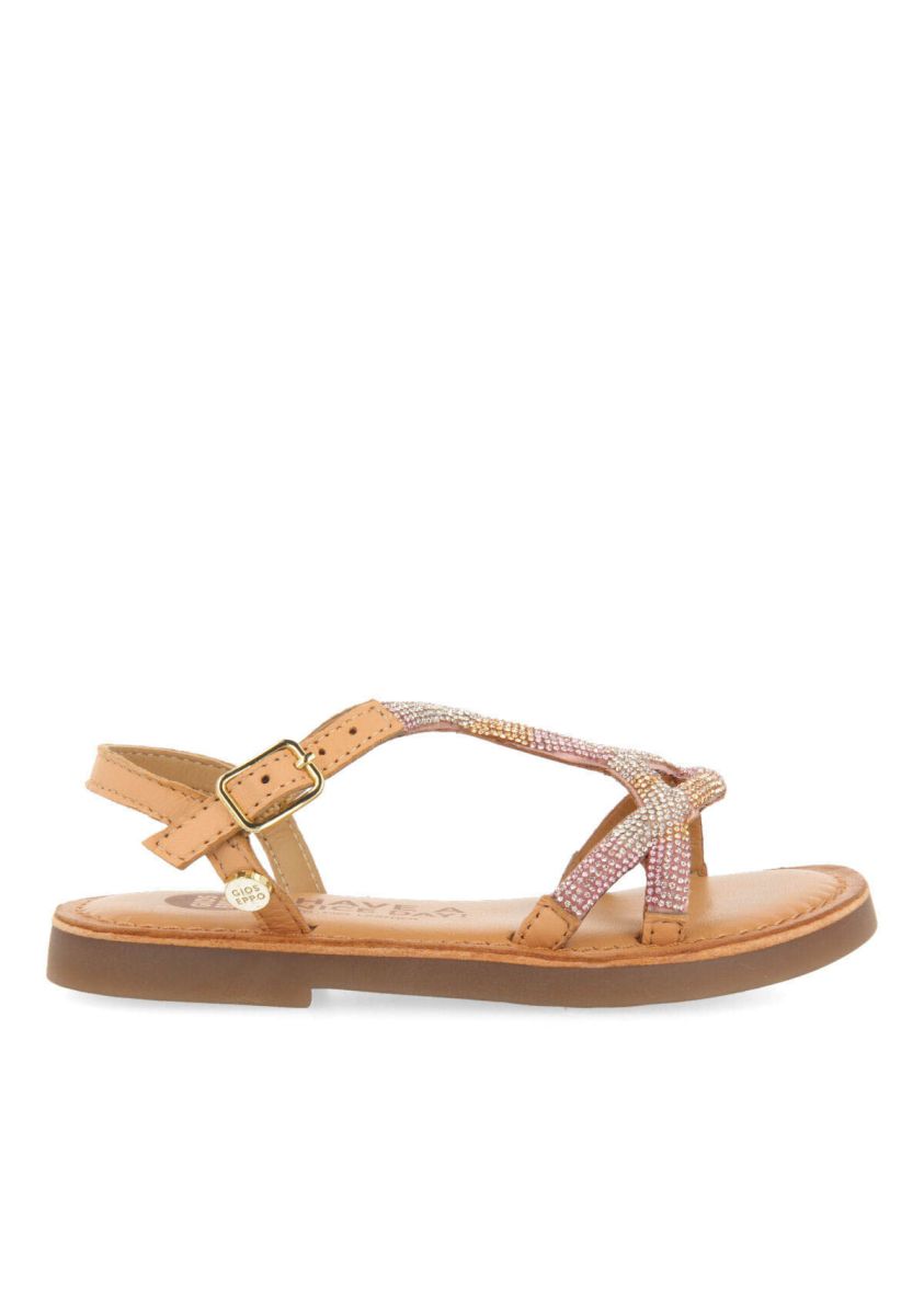 Sandalias de piel en color rosa con cristales para niÃ±a xanxere - ROSA