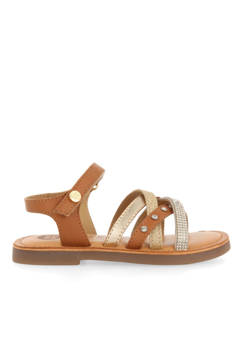 Sandalias de piel en color oro con detalles para niÃ±a niteroi - ORO