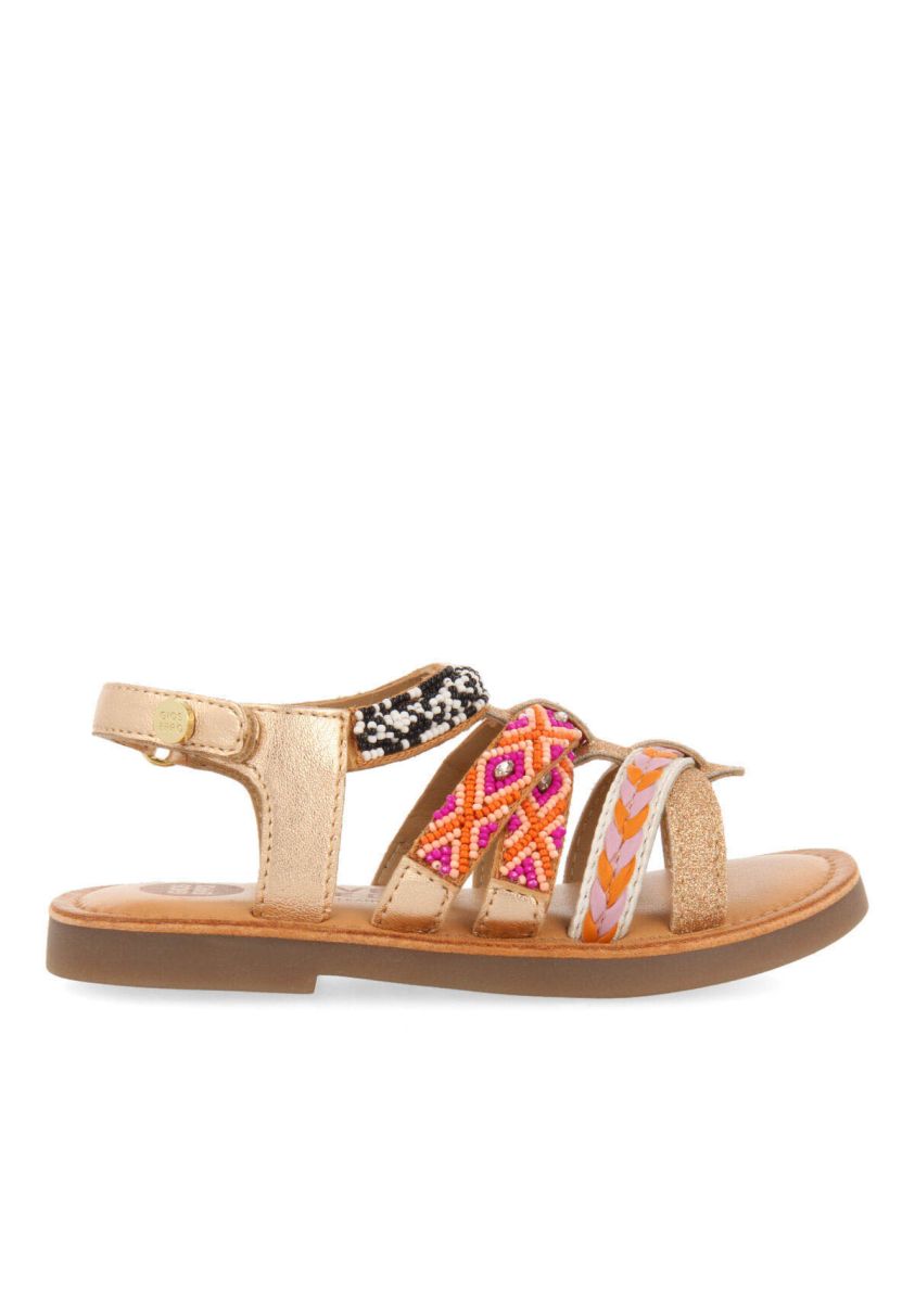 Sandalias de piel de tiras finas multicolor para niÃ±a caucaia - MULTICOLOR