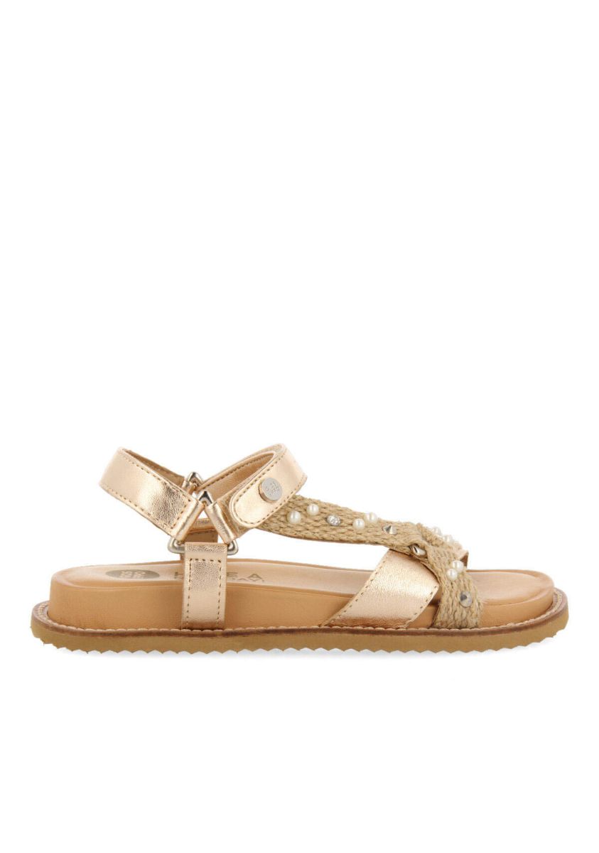 Sandalias en color oro rosado con planta anatÃ³mica y yute para niÃ±a ipameri - ORO ROSADO