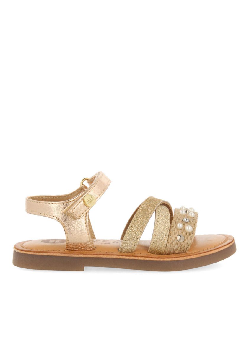 Sandalias con yute multicolor y detalles de perlas y glitter para niÃ±a jandira - MULTICOLOR