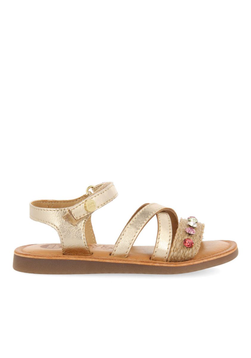 Sandalias con yute y cristales de colores multicolor para niÃ±a pirauba - MULTICOLOR
