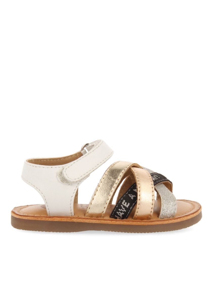 Sandalias de piel con glitter y logomanÃ­a para niÃ±a ucayali - MULTICOLOR