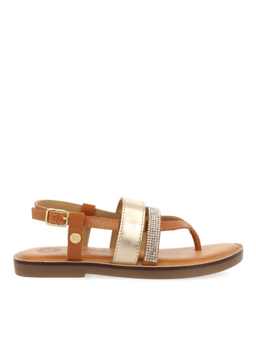 Sandalias de piel en color oro para niÃ±a loiza - ORO