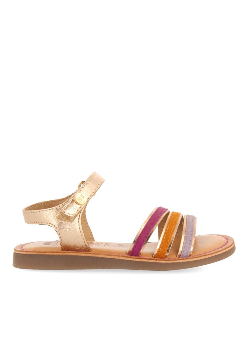 Sandalias con vivos metalizados en color oro rosado para niÃ±a angeja - ORO ROSADO