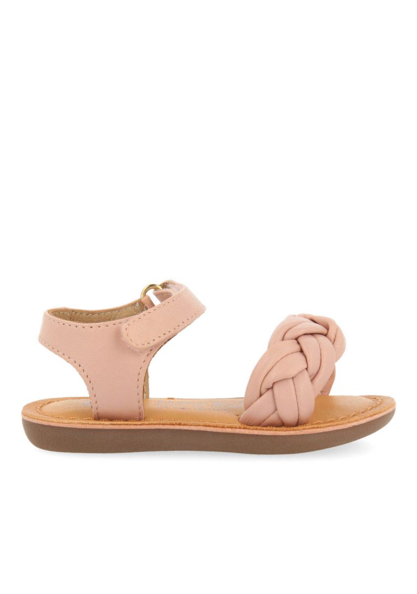 Sandalias de piel en color rosa con trenza para niÃ±a ennery - ROSA