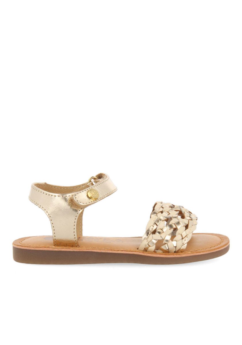 Sandalias de piel en color oro con trenza para niÃ±a medan - ORO
