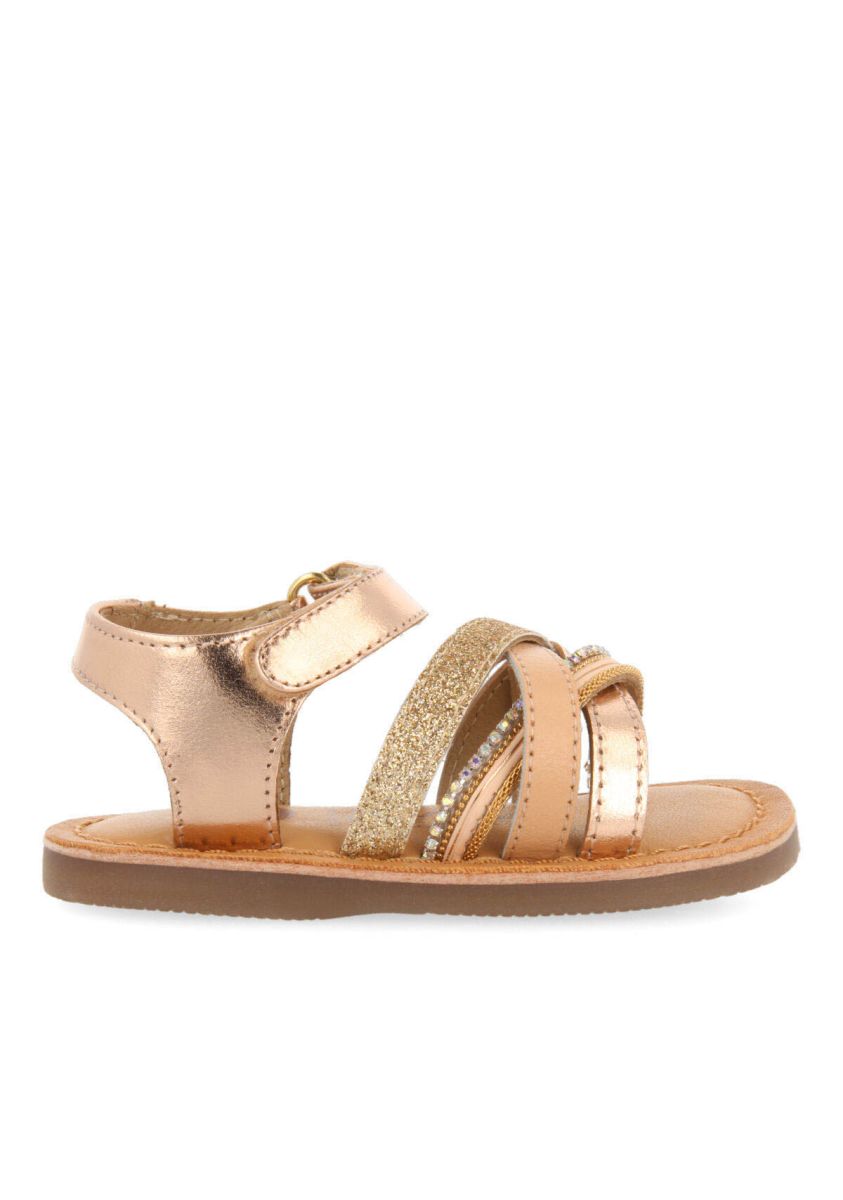 Sandalias de piel con detalles en color rosa para niÃ±a olaya - ROSA