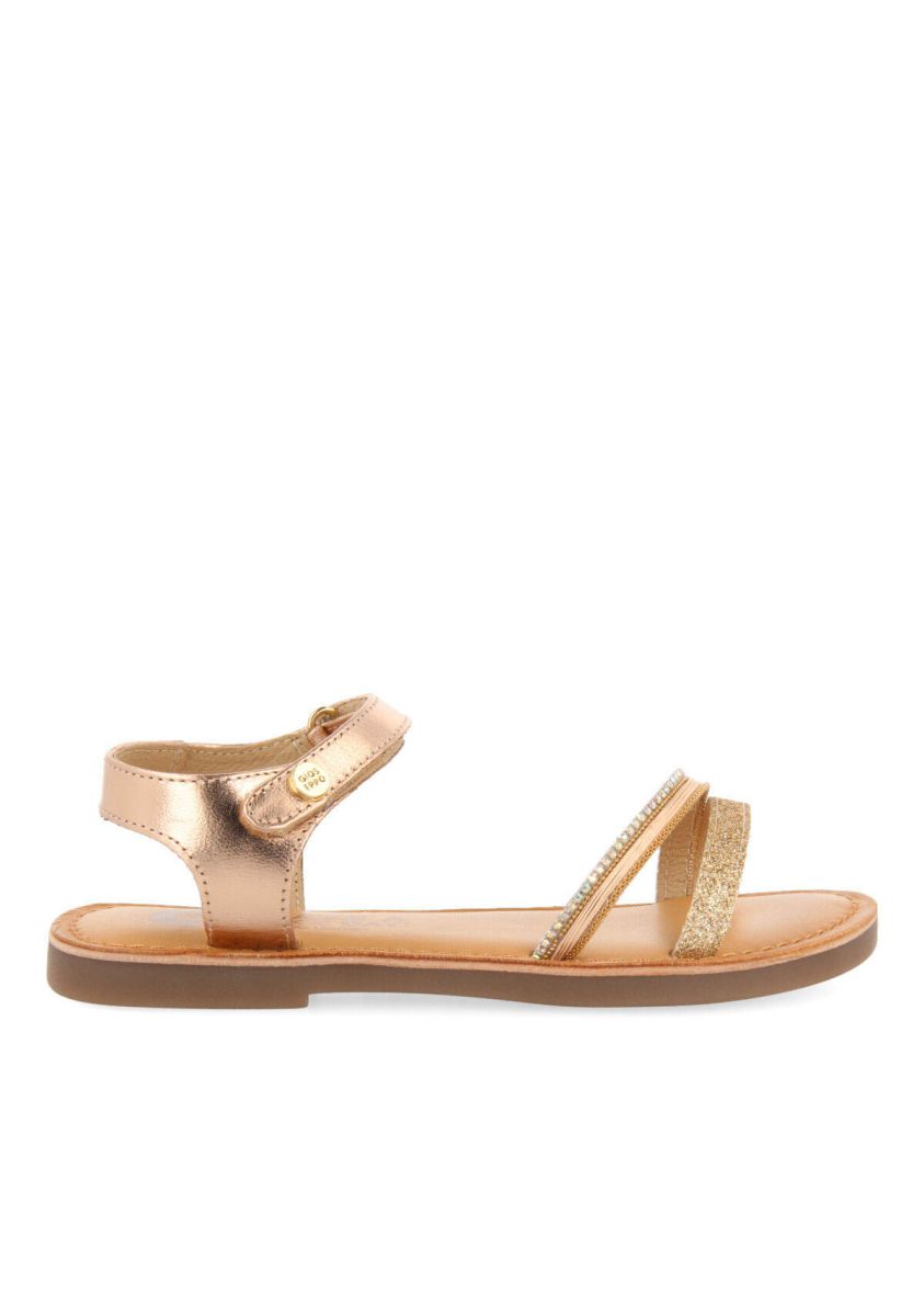 Sandalias de piel con detalles en color rosa para niÃ±a lucmau - ROSA