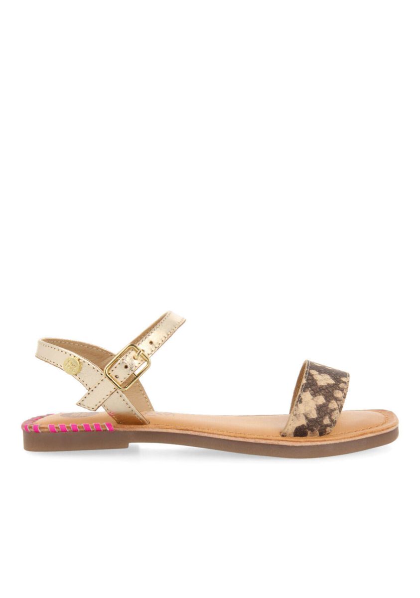 Sandalias de piel con detalles en flÃºor fucsia para niÃ±a damblain - FUXIA