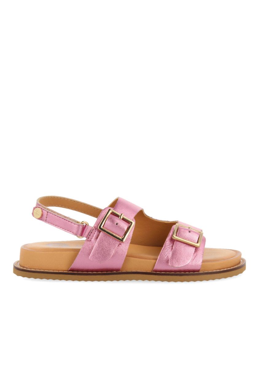 Sandalias anatÃ³mica de piel en color fucsia para niÃ±a naque - FUXIA