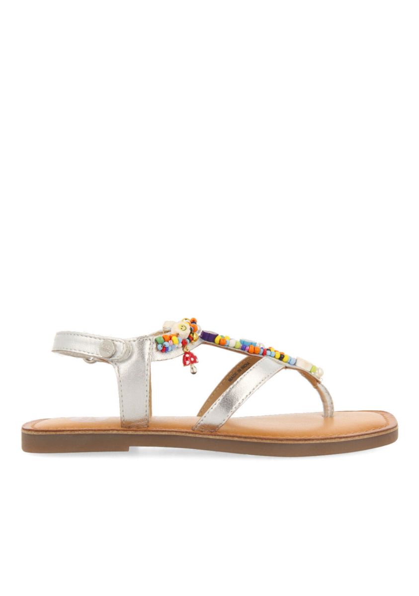 Sandalias de piel en color plata para niÃ±a ibiraci - PLATA
