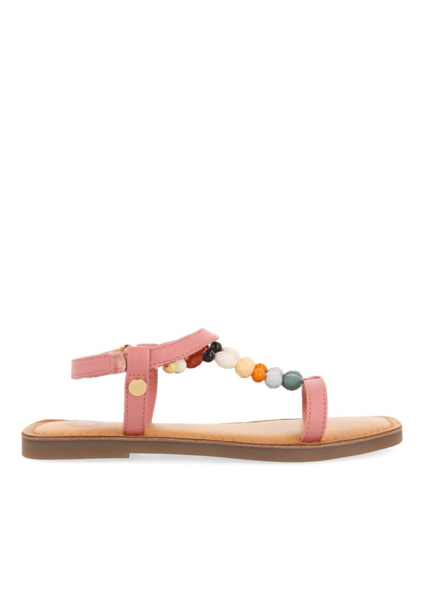 Sandalias de piel con adornos en color rosa para niÃ±a croze - ROSA