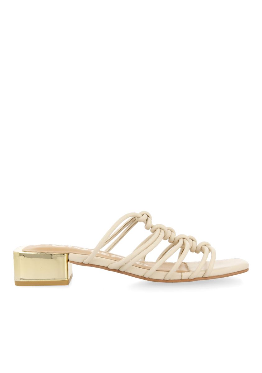 Sandalias off-white de piel con tiras con nudos y tacÃ³n bajo para mujer kupang  - OFF-WHITE
