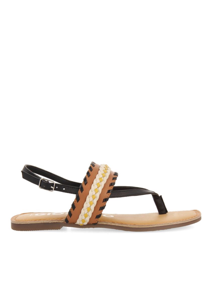 Sandalias negras con detalles Ã©tnicos para mujer jatai  - NEGRO