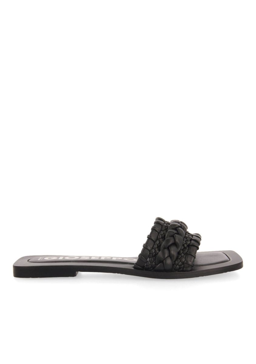 Sandalias planas de pala con trenzado negro para mujer egleny  - NEGRO
