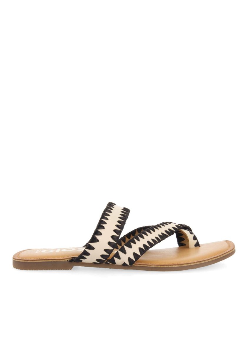 Sandalias off-white de piel con pasados de rafia para mujer goias  - OFF-WHITE