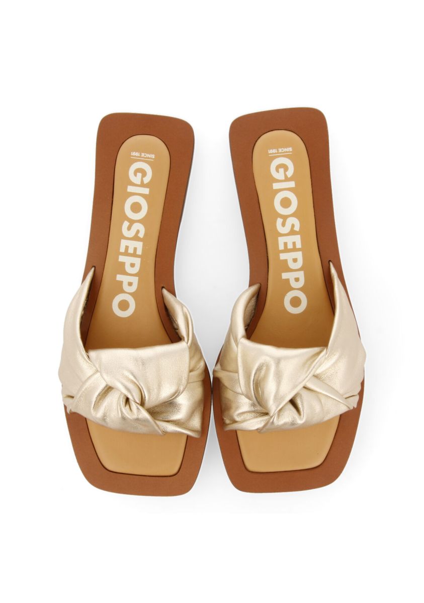 Sandalias doradas de piel con detalle de nudo para mujer epone    - ORO