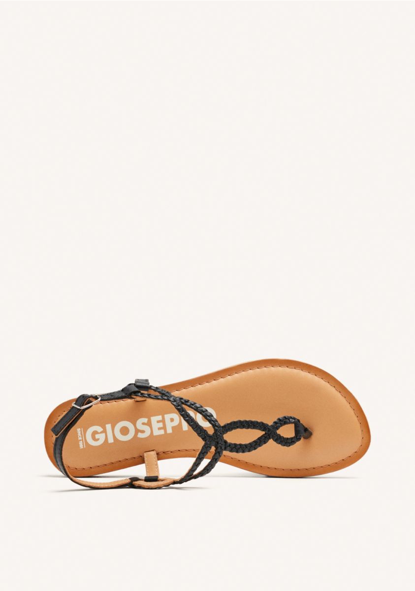 Sandalias de tiras trenzadas negras para mujer merignas - NEGRO