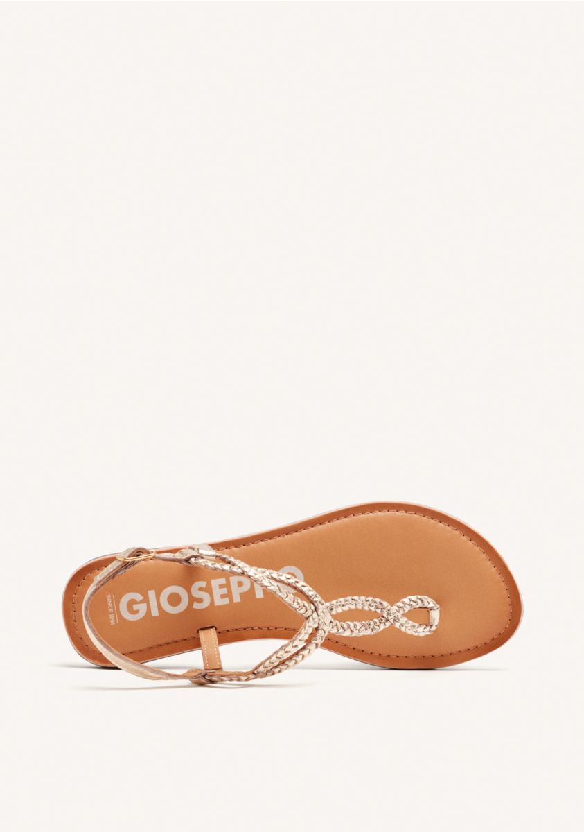 Sandalias de tiras trenzadas doradas para mujer merignas - ORO