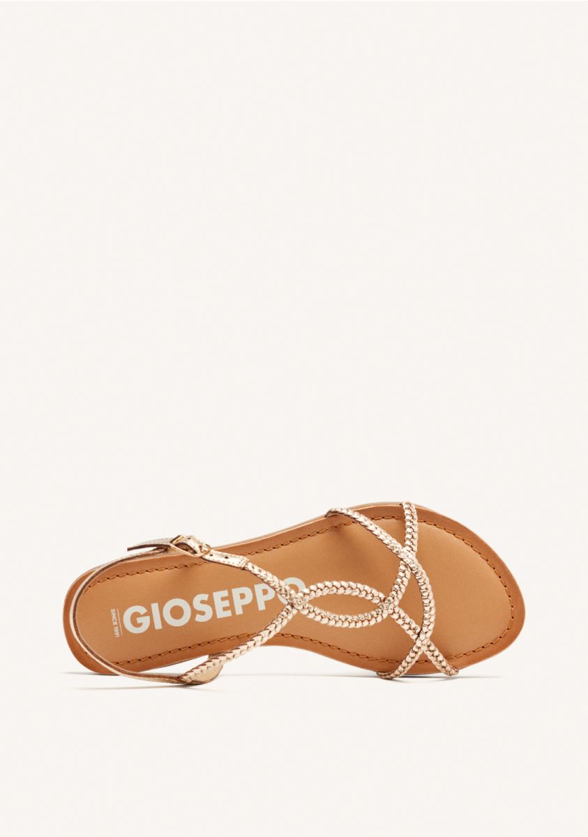 Sandalias doradas de tiras finas trenzadas para mujer nioaque - ORO