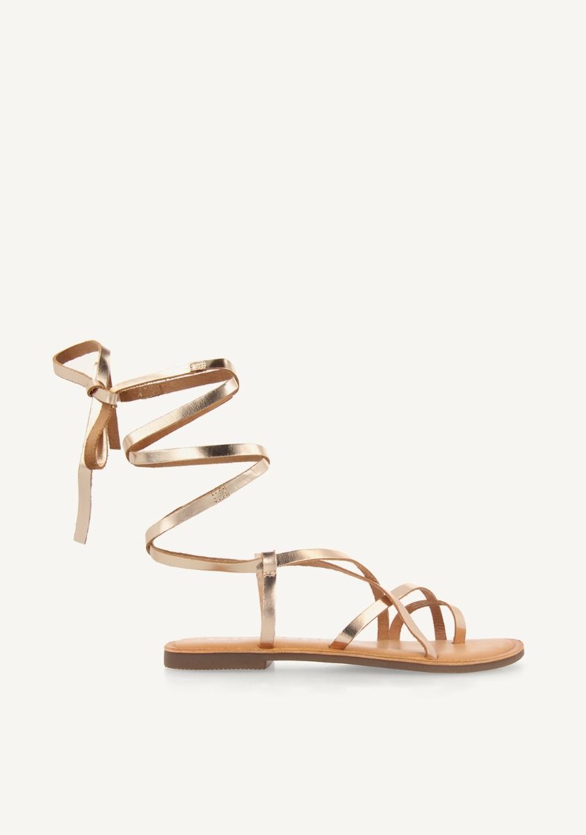 SANDALIAS PIEL TIRAS LUSSAT - ORO