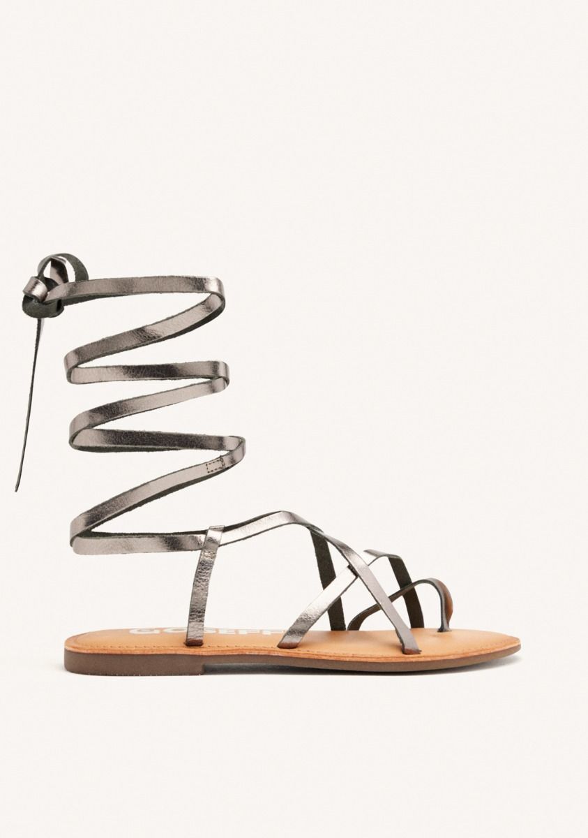 SANDALIAS PIEL TIRAS LUSSAT - PLOMO