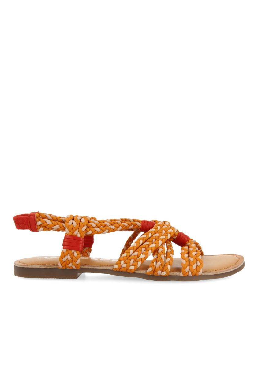 Sandalias planas con trenzado rosa-naranja para mujer matupa  - NARANJA