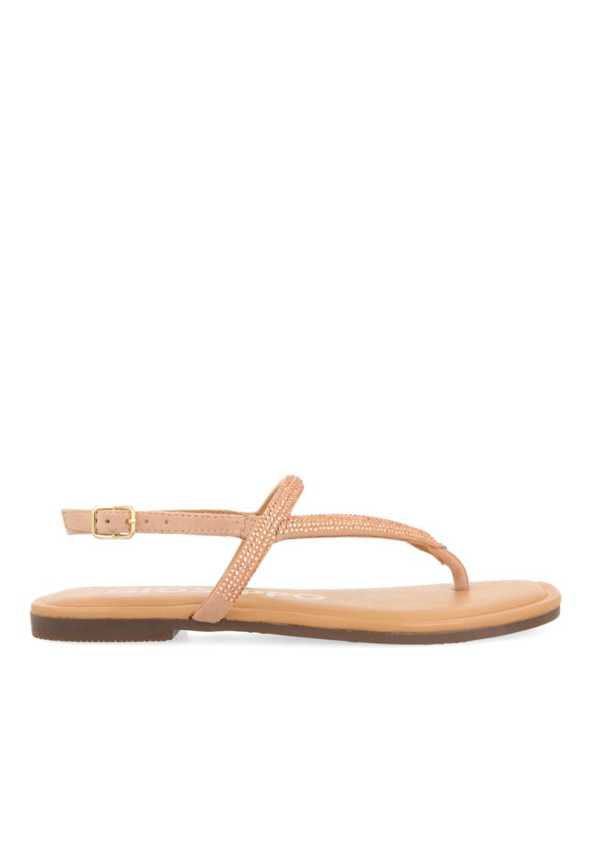 Sandalias oro rosado con tiras con cristales para mujer otlak  - ORO ROSADO