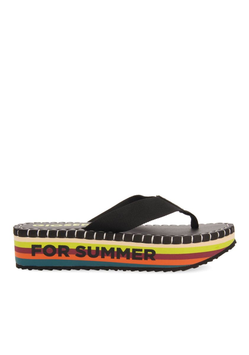 Chanclas negras con tira y piso ligero para mujer verton  - NEGRO