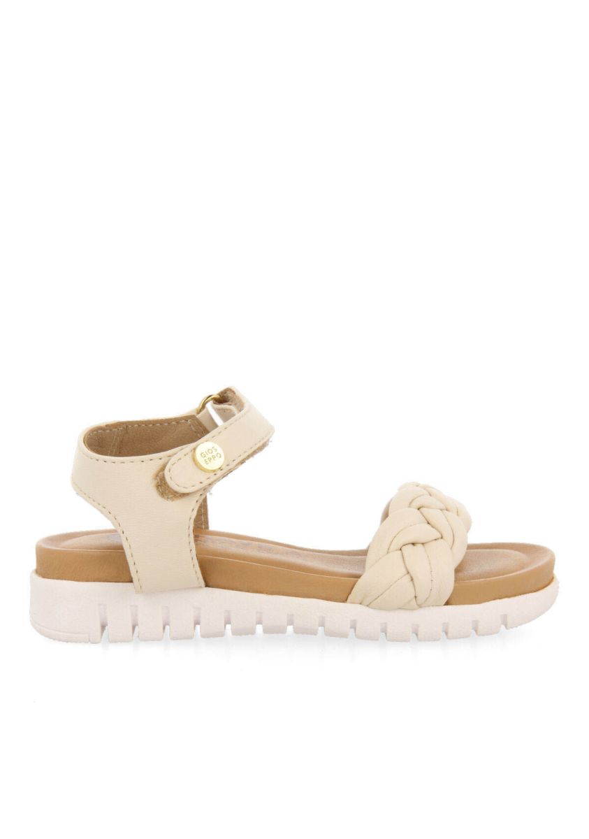 Sandalias de piel color off-white con pala de trenzada para niÃ±a bruyeres - OFF-WHITE