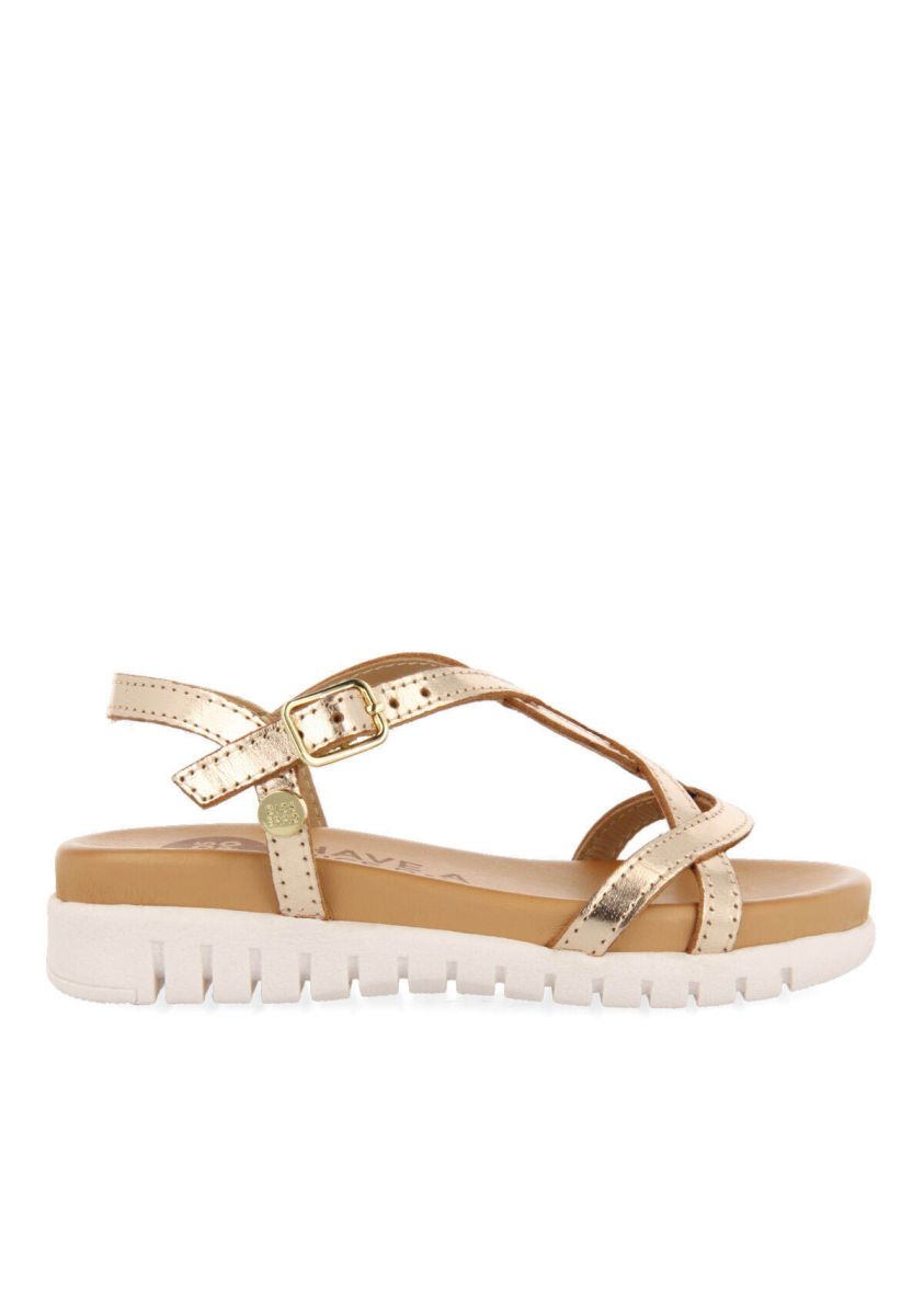 Sandalias de piel color oro para niÃ±a tocumen - ORO